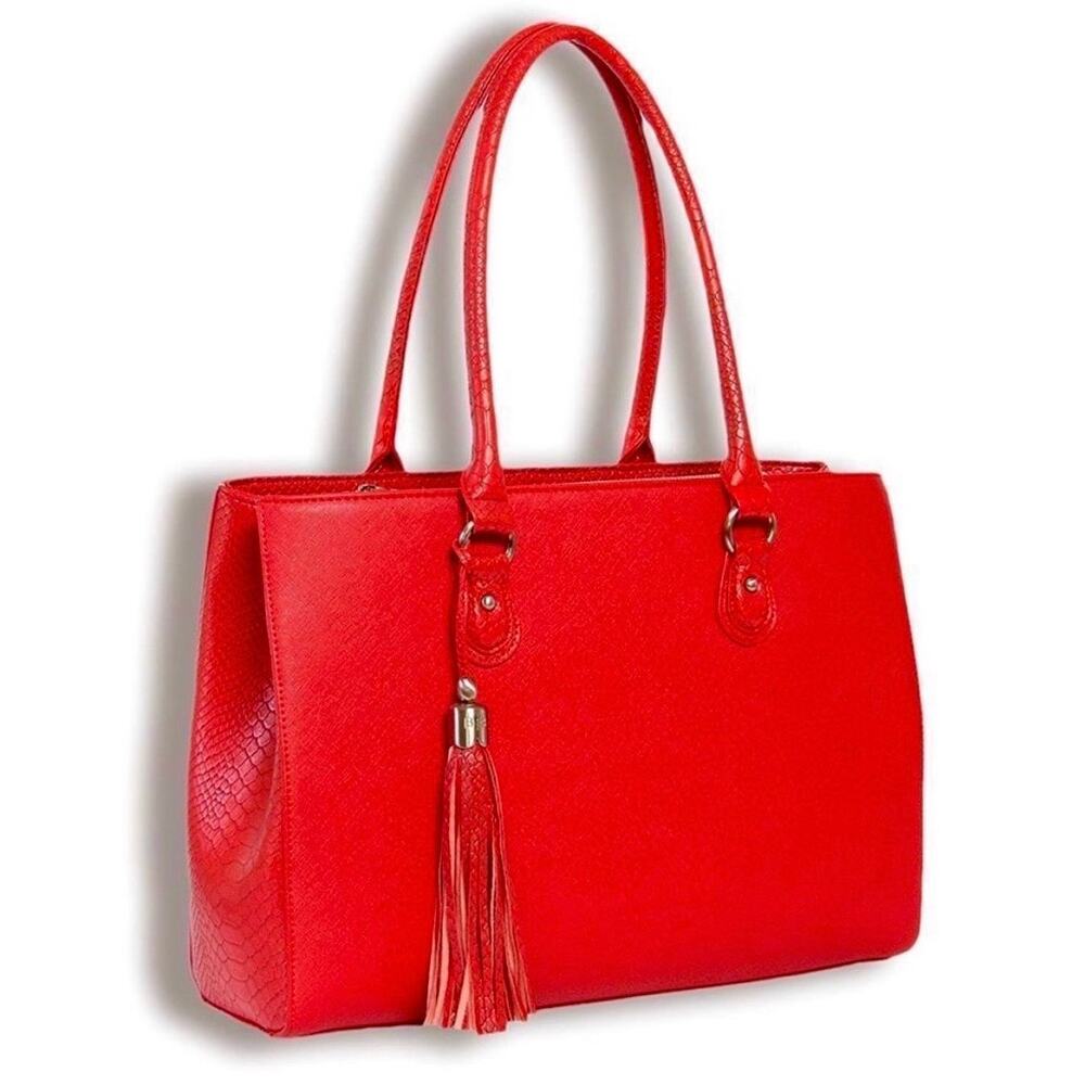 MY BEST FRIEND IS A BAG - THE JENNIFER - HANDMADE VEGAN LEATHER LAPTOP BAG - RED